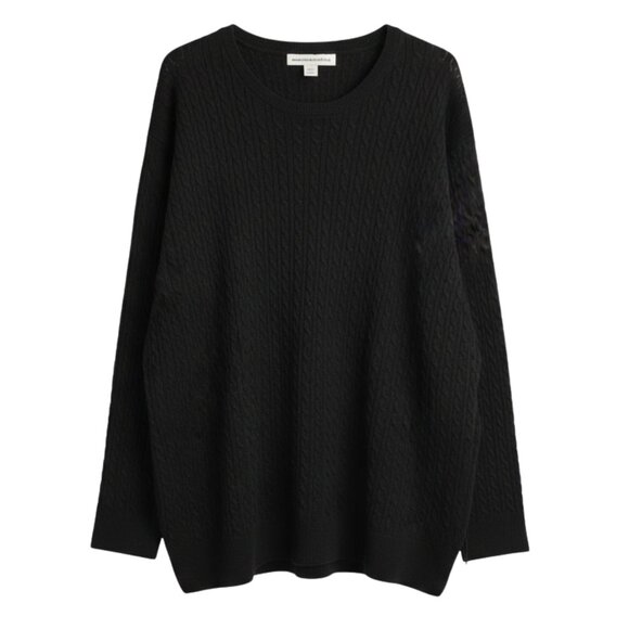 NWT | Black Cable Knit Crewneck Sweater Pullover Classic Long Sleeve | 4XL - Picture 1 of 5